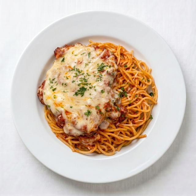 Chicken Parm with Pasta.